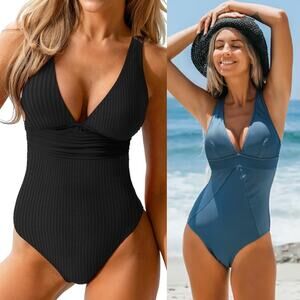 NWT Cupshe One Piece Swimsuit Obsession Paneled Tummy Control BUNDLE Size XL